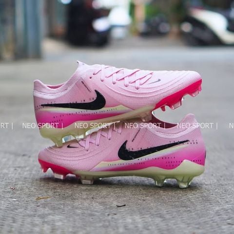  Giày Bóng Đá Cỏ Tự Nhiên Phantom GX2 Elite Bo Thun Hồng Gót Hồng Đậm FG 