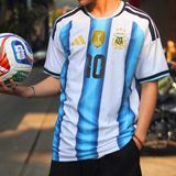  Bộ Quần Áo Bóng Đá Thái Lan - Đội Tuyển Argentina Sân Nhà 26/27 Sọc Trắng Xanh Da bản PLAYER + In xịn 
