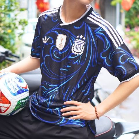  Bộ Quần Áo Bóng Đá Thái Lan - Đội Tuyển Argentina Sân Khách 26/27 Xanh Đen bản PLAYER 