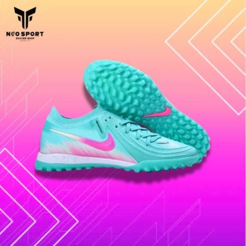  Giày Bóng Đá Cỏ Nhân Tạo Phantom GX2 Elite V1.2 Bo Thun Xanh Ngọc Logo Hồng TF 