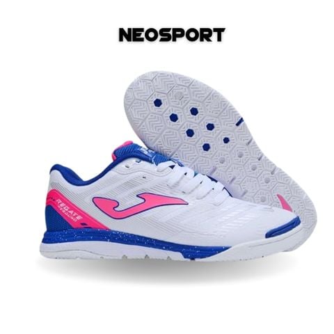  Giày Bóng Đá Futsal Joma FS Reactive Trắng Gót Xanh Bích Logo Hồng IC 