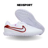  Giày Bóng Đá Cỏ Nhân Tạo Tiempo 10 Pro Bo Thun Trắng Vạch Đỏ TF 