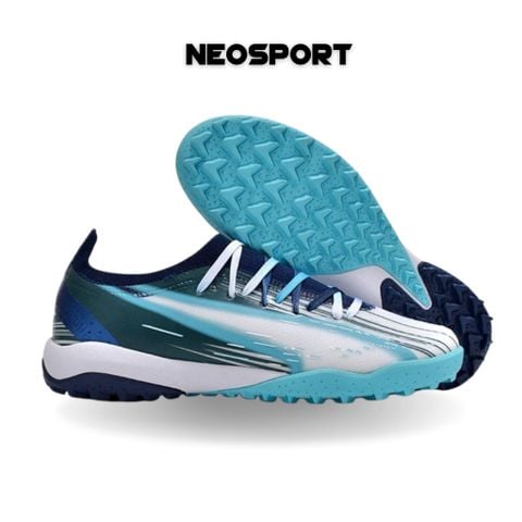  Giày Bóng Đá Cỏ Nhân Tạo Puma Ultra Ultimate Bo Thun Trắng/Xanh Da/Đen Tf/ 