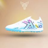  Giày Bóng Đá Cỏ Nhân Tạo Chính Hãng Kelme 5.0 Bo Thun Trắng/Xanh Da TF - 9521ZX1324 