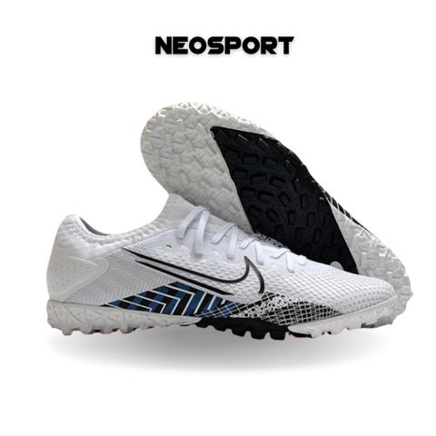 Giày Bóng Đá Cỏ Nhân Tạo Mercurial vapor 13 Pro MDS003 CR7 Bo Thun Trắng Đen TF 