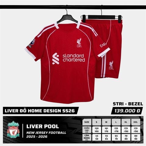  Bộ Quần Áo Bóng Đá STRIVEND - Liverpool Đỏ 