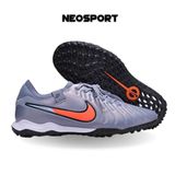  Giày Bóng Đá Cỏ Nhân Tạo Tiempo 10 Pro Bo Thun Xám Logo Cam TF 