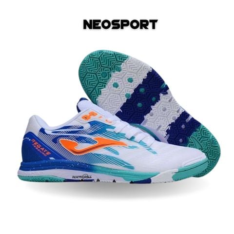  Giày Bóng Đá Futsal Joma FS Reactive Trắng Xanh Bích Đế Sọc IC 
