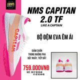  Giày Bóng Đá Chính Hãng Cỏ Nhân Tạo NMS CAPITAN 2.0 Bo Thun Trắng/Cam/Hồng TF 