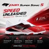  Giày Bóng Đá Futsal Chính Hãng Thái Lan Pan Super Sonic 5 Trắng/Đỏ IC 