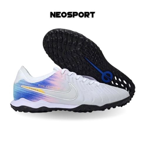  Giày Bóng Đá Cỏ Nhân Tạo Tiempo 10 Pro Unite Bo Thun Xám Gót Xanh Bích TF 