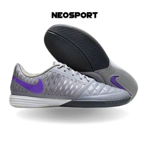  Giày Bóng Đá Futsal Lunar Gato II Xám Logo Tím IC 