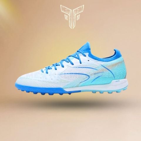  Giày Bóng Đá Cỏ Nhân Tạo Chính Hãng Kelme Flash 6.0.4 Bo Thun Trắng/Xanh Da TF - 8621ZX1406 