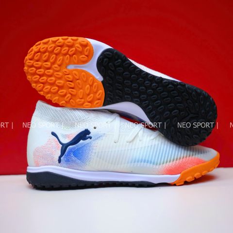  Giày Bóng Đá Cỏ Nhân Tạo Puma Future 8 Ultimate Cổ Cao Trắng/Xanh/Cam TF 