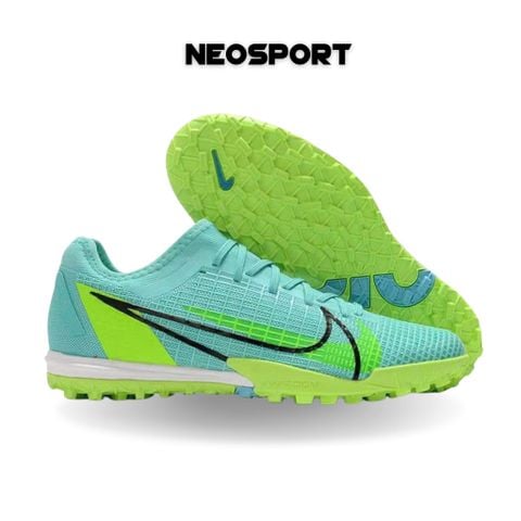  Giày Bóng Đá Cỏ Nhân Tạo Mercurial Vapor 14 Pro Bo Thun Xanh Ngọc Đế Chuối TF 
