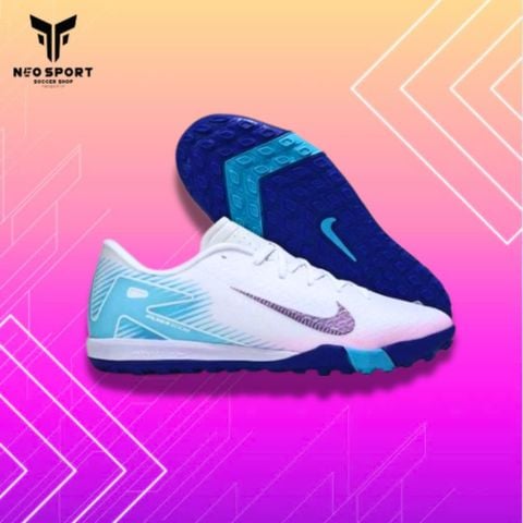  Giày Bóng Đá Cỏ Nhân Tạo Mercurial Vapor 16 Academy Trắng Đế Xanh Bích TF 