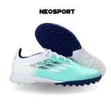  Giày Bóng Đá Cỏ Nhân Tạo F50 Pro Xanh Ngọc Gót Trắng TF 