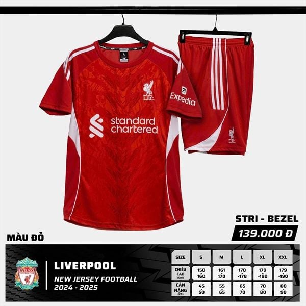  Bộ Quần Áo Bóng Đá STRIVEND - Liverpool Đỏ Design 