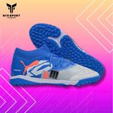  Giày Bóng Đá Cỏ Nhân Tạo Puma Future 8 Ultimate Cổ Cao Mũi Trắng Gót Xanh Bích TF 