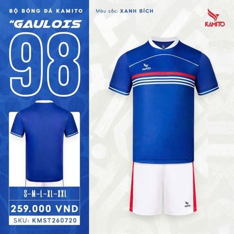  Bộ Quần Áo Bóng Đá Kamito Gaulois 98 - Xanh Bích 