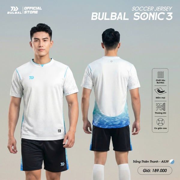  Bộ Quần Áo Bóng Đá Bulbal Sonic 3 Trắng 