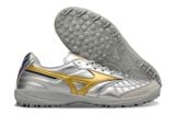  Giày Bóng Đá Cỏ Nhân Tạo Mizuno Morelia Sala Xám/Vạch Vàng Đinh Tròn TF 