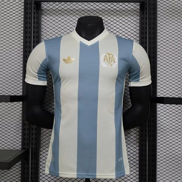  Bộ Quần Áo Bóng Đá Thái Lan - Đội Tuyển Argentina Sọc Trắng Xanh Da Sân Nhà Kỷ Niệm 125 bản PLAYER 