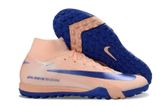  Giày Bóng Đá Cỏ Nhân Tạo Mercurial Superfly 10 Cổ Cao Cam Nhạt Đế Xanh Bích TF 
