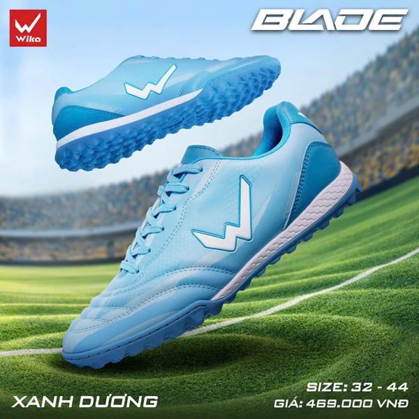 Giày Bóng Đá Chính Hãng Cỏ Nhân Tạo Wika Blade Xanh Da TF 