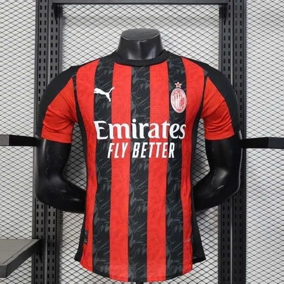  Bộ Quần Áo Bóng Đá Thái Lan - AC Milan Đỏ Sọc Đen Sân Nhà 25/26 bản PLAYER 