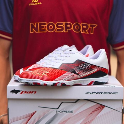  Giày Bóng Đá Futsal Chính Hãng Thái Lan Pan Super Sonic 5 Trắng/Đỏ IC 