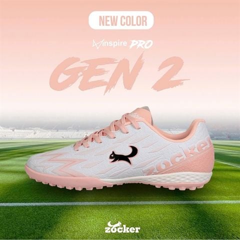  Giày Bóng Đá Chính Hãng Zocker Inspire Pro Gen 2 Trắng Hồng TF 