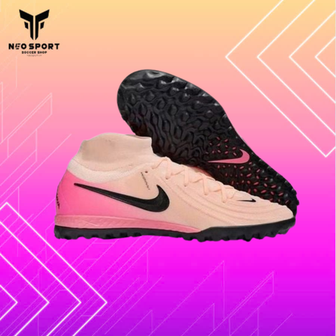  Giày Bóng Đá Cỏ Nhân Tạo Phantom Luna II Elite Cổ Cao Cam Nhạt Gót Hồng Đế Đen TF 