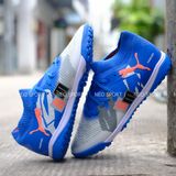  Giày Bóng Đá Cỏ Nhân Tạo Puma Future 8 Ultimate Cổ Cao Mũi Trắng Gót Xanh Bích TF 