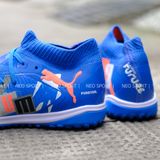  Giày Bóng Đá Cỏ Nhân Tạo Puma Future 8 Ultimate Cổ Cao Mũi Trắng Gót Xanh Bích TF 