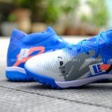  Giày Bóng Đá Cỏ Nhân Tạo Puma Future 8 Ultimate Cổ Cao Mũi Trắng Gót Xanh Bích TF 