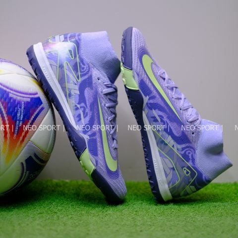  Giày Bóng Đá Cỏ Nhân Tạo Mercurial Superfly 10 Cổ Cao Tím/Chuối TF 