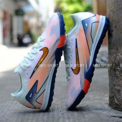  Giày Bóng Đá Cỏ Nhân Tạo Mercurial Vapor 16 Elite Bo Thun MDS009 Xám/Xanh/Hồng TF 