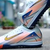  Giày Bóng Đá Cỏ Nhân Tạo Mercurial Vapor 16 Elite Bo Thun MDS009 Xám/Xanh/Hồng TF 