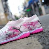  Giày Bóng Đá Cỏ Nhân Tạo Puma Future 8 Ultimate Cổ Cao Trắng/Hồng Hoa Anh Đào TF 