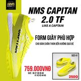  Giày Bóng Đá Chính Hãng Cỏ Nhân Tạo NMS CAPITAN 2.0 Bo Thun Vàng Chuối TF 