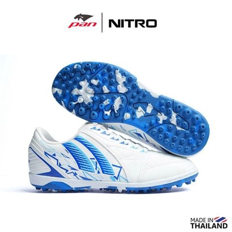  Giày Bóng Đá Cỏ Nhân Tạo Chính Hãng Thái Lan Pan Nitro Trắng/Xanh Bích TF 