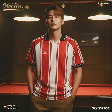  Áo Bóng Đá Retro Bulbal Herita Trắng Sọc Đỏ 