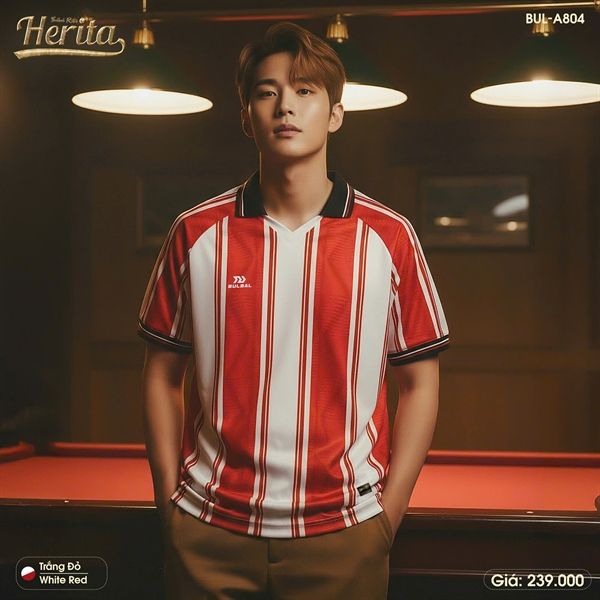  Áo Bóng Đá Retro Bulbal Herita Trắng Sọc Đỏ 