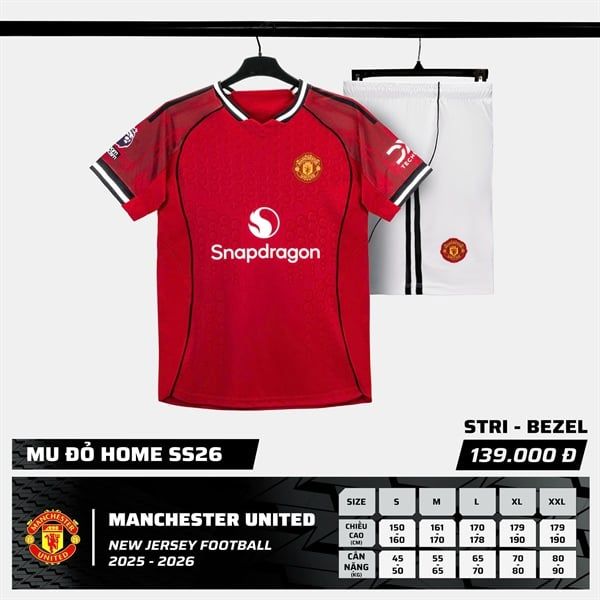  Bộ Quần Áo Bóng Đá STRIVEND - Manchester United MU Đỏ Sân nhà 