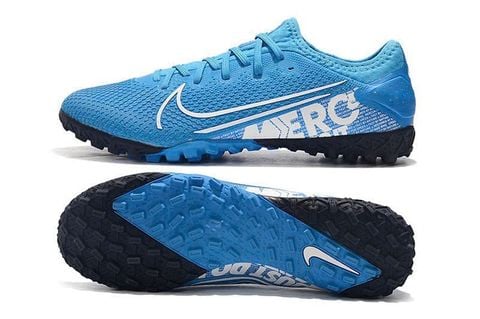  Giày Bóng Đá Cỏ Nhân Tạo Mercurial Vapor 13 Pro Bo Thun Xanh Bích/Trắng TF 