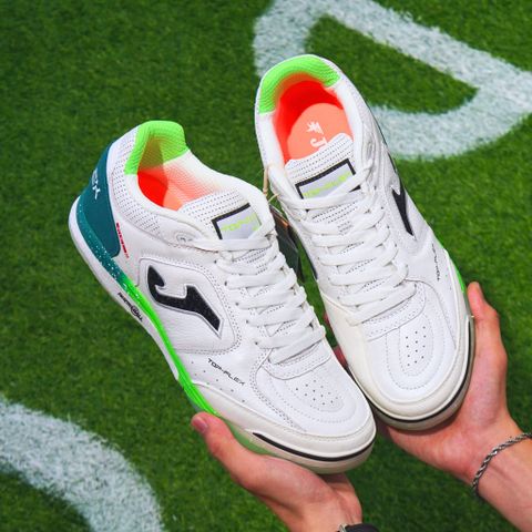  GIÀY BÓNG ĐÁ FUTSAL CHÍNH HÃNG JOMA TOP FLEX REBOUND IN 2632 - TRẮNG/XANH LÁ IC 