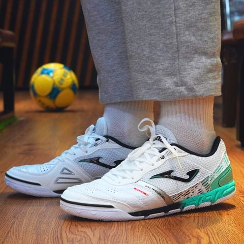  GIÀY BÓNG ĐÁ FUTSAL CHÍNH HÃNG JOMA MUNDIAL IN 2602 - TRẮNG GÓT XANH NGỌC IC 