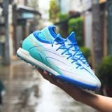  Giày Bóng Đá Cỏ Nhân Tạo Chính Hãng Kelme Flash 6.0.4 Bo Thun Trắng/Xanh Da TF - 8621ZX1406 