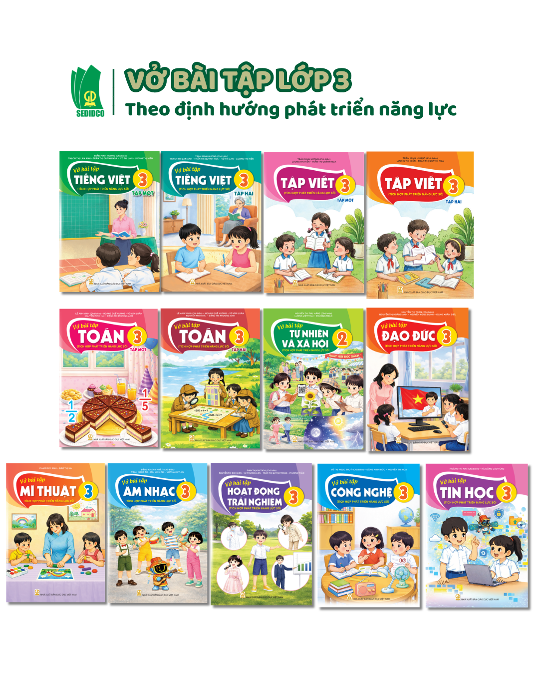  Trọn bộ Vở bài tập lớp 3 Tích hợp phát triển năng lực số (Chưa bao gồm sách tiếng Anh) 